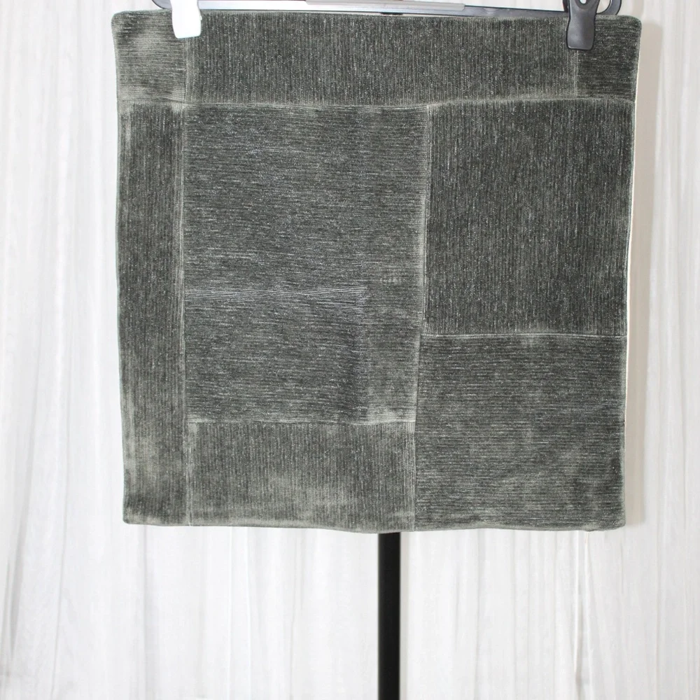 West Elm Velvet Patchwork Pillow Cover – Army Green